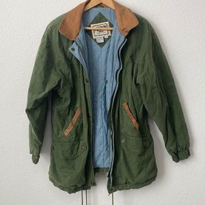 VINTAGE FORENZA 90’s GORPCORE JACKET 100% COTTON WITH LEATHER TRIM. SIZE: M